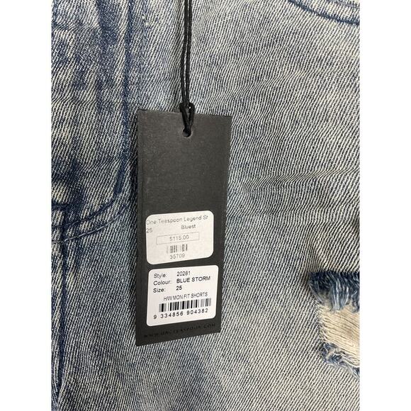 One x One Teaspoon High Waist Mom Fit Intentionally Distressed Denim Shorts 25 - Picture 4 of 10